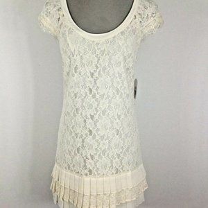 JESSICA SIMPSON CREAM LACE DROP WAIST DRESS